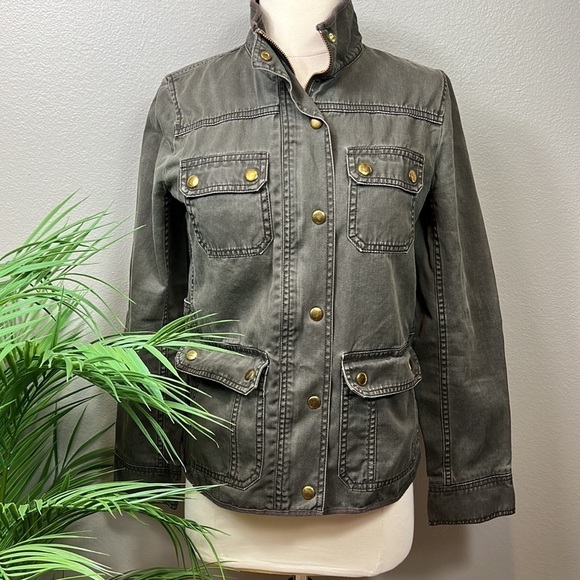 J. Crew Factory Jackets & Blazers - J. Crew Relaxed Boyfriend Jacket XS Dark Green Utility Field Coat 100% Cotton